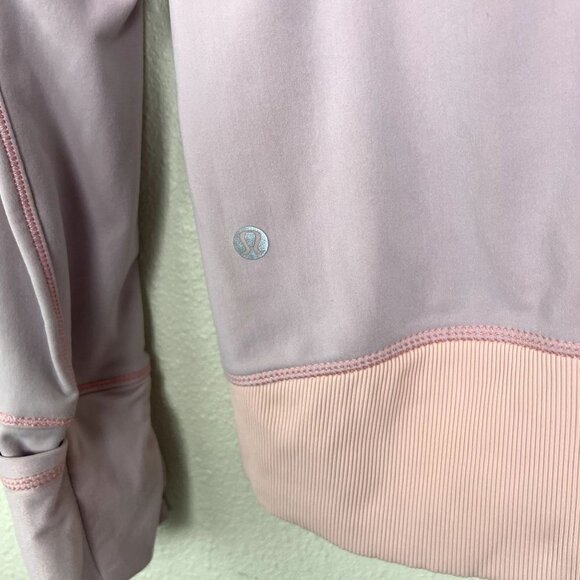 Lululemon Light Pink Coral Hooded Quarter Zip Running Pullover Athletic Womens 8 - Picture 5 of 11
